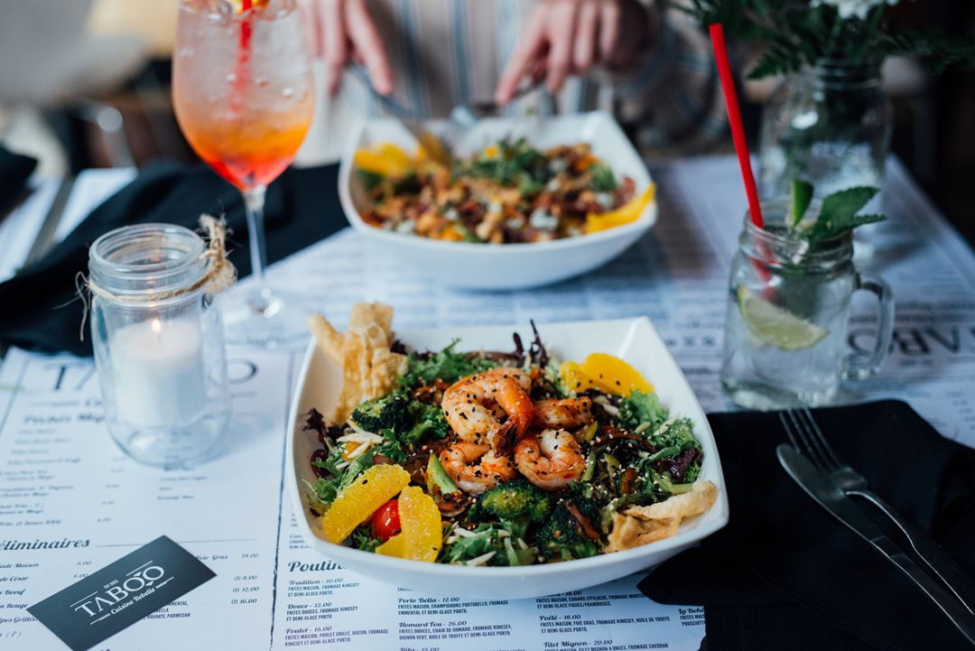 Salad at restaurant Taboo cuisine rebelle